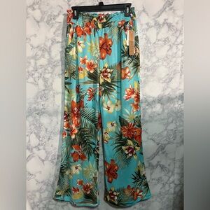 Almost Famous Floral Wide Leg Pants - Blue and Orange